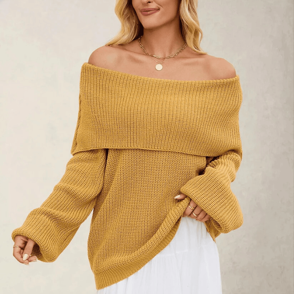 Women’s Off-Shoulder Knit Sweater – Soft, Chic, and Elegant Style.