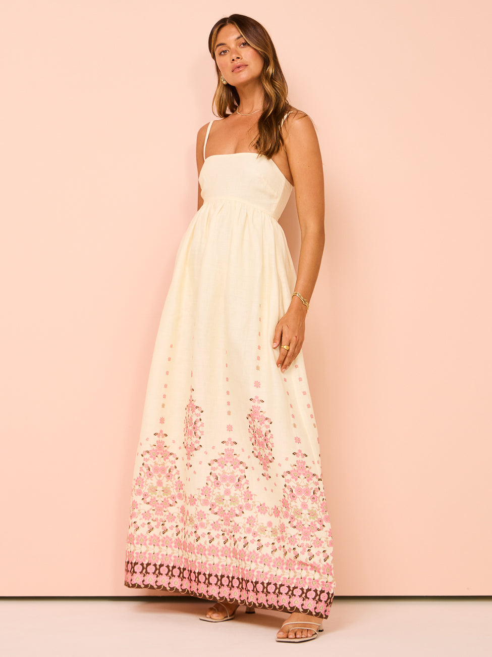 Abito maxi floreale da donna – Leggero con spalline e tasche