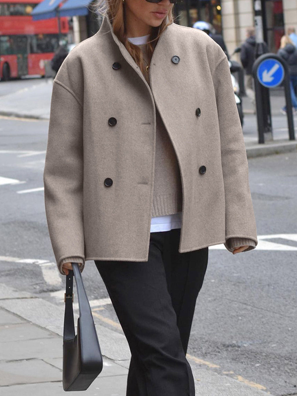 Cappotto doppiopetto da donna - vestibilità casual e calda per l'inverno