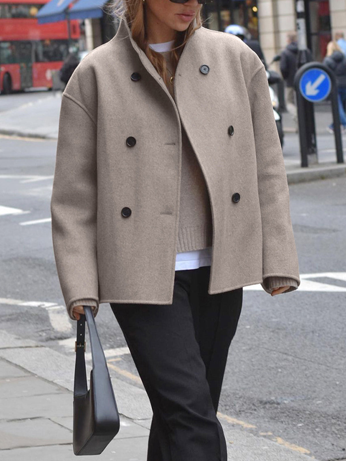 Cappotto doppiopetto da donna - vestibilità casual e calda per l'inverno