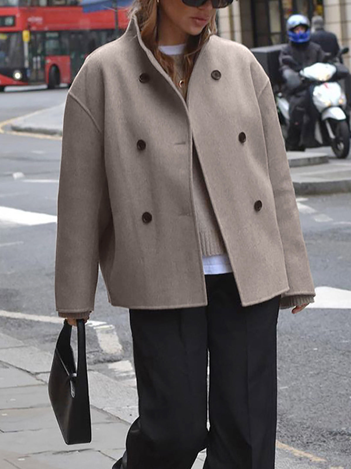 Cappotto doppiopetto da donna - vestibilità casual e calda per l'inverno