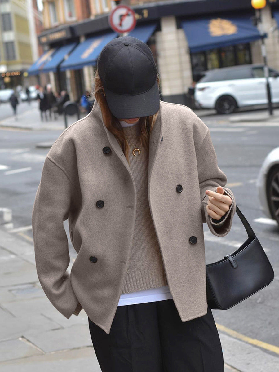 Cappotto doppiopetto da donna - vestibilità casual e calda per l'inverno