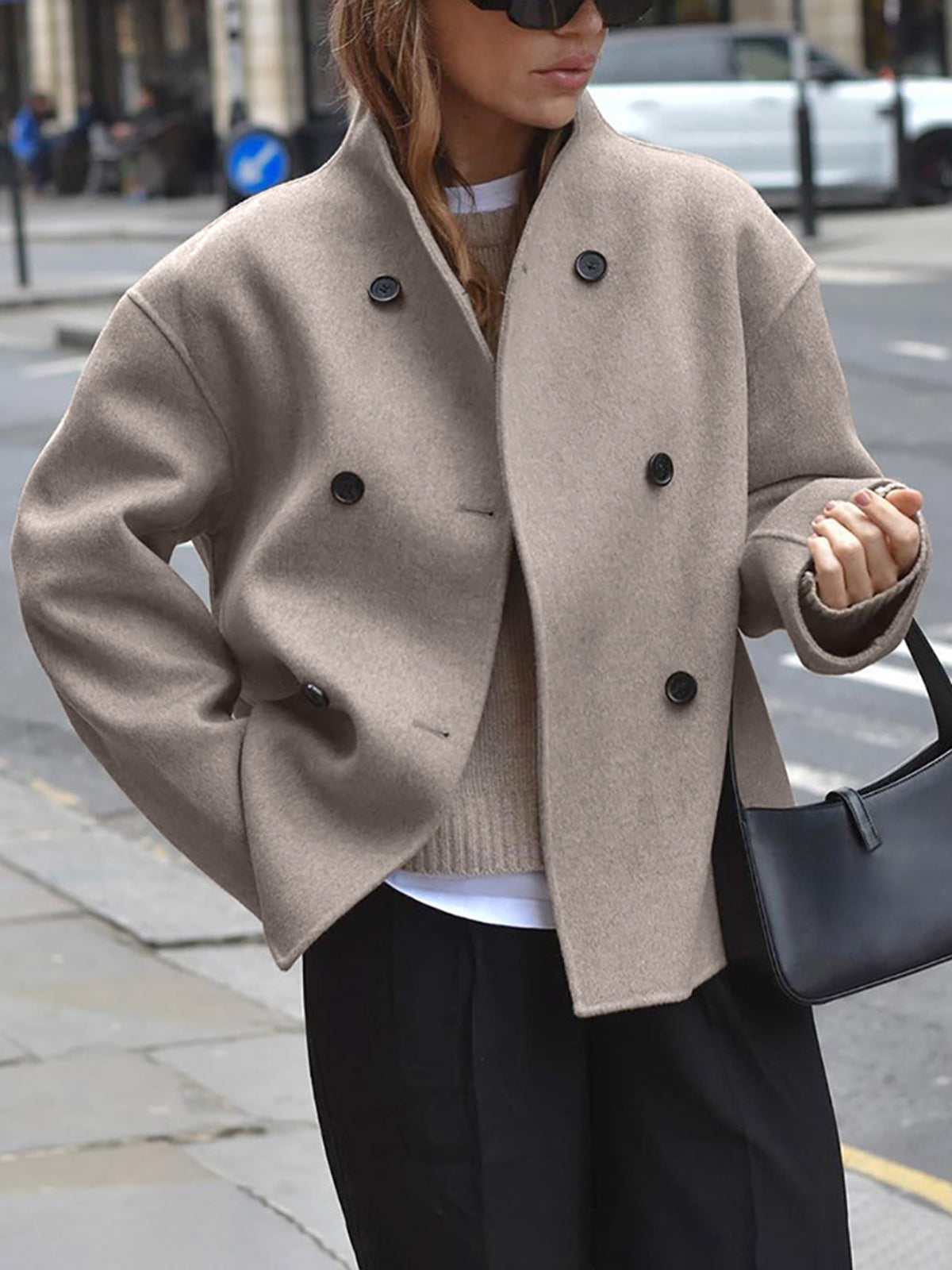 Cappotto doppiopetto da donna - vestibilità casual e calda per l'inverno