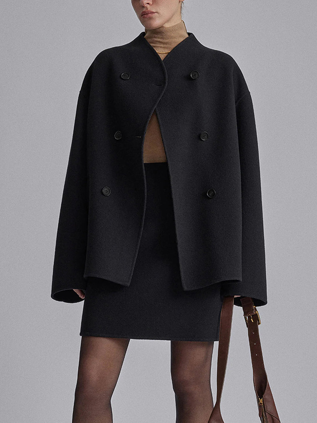 Cappotto doppiopetto da donna - vestibilità casual e calda per l'inverno