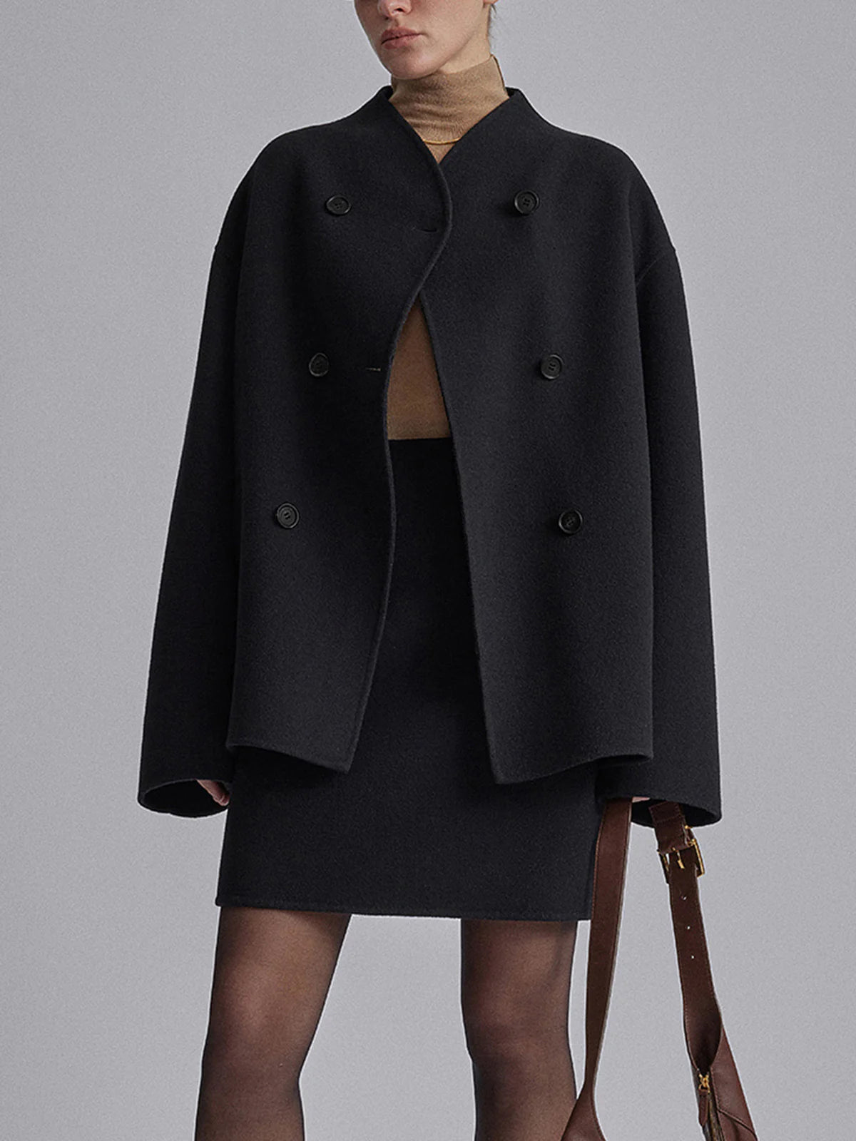Cappotto doppiopetto da donna - vestibilità casual e calda per l'inverno