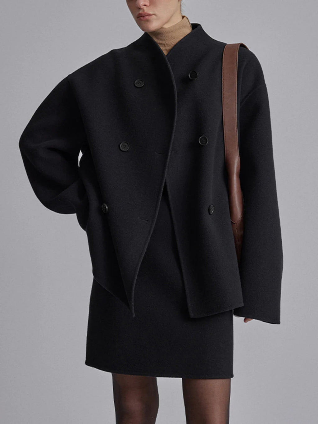 Cappotto doppiopetto da donna - vestibilità casual e calda per l'inverno