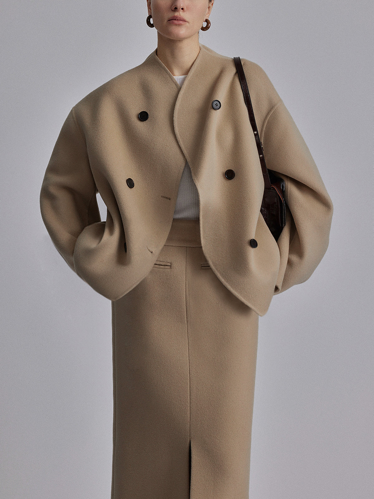 Cappotto doppiopetto da donna - vestibilità casual e calda per l'inverno