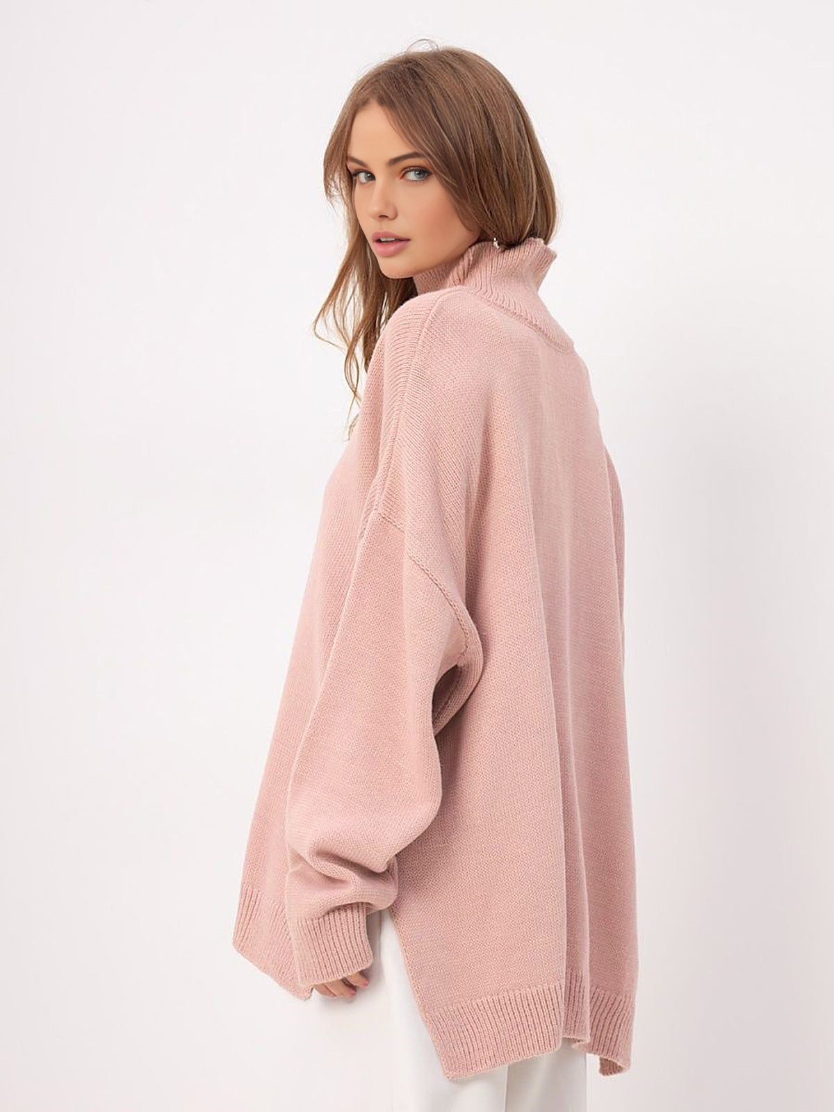 Oversized damesweater med slids - Afslappet og trendy