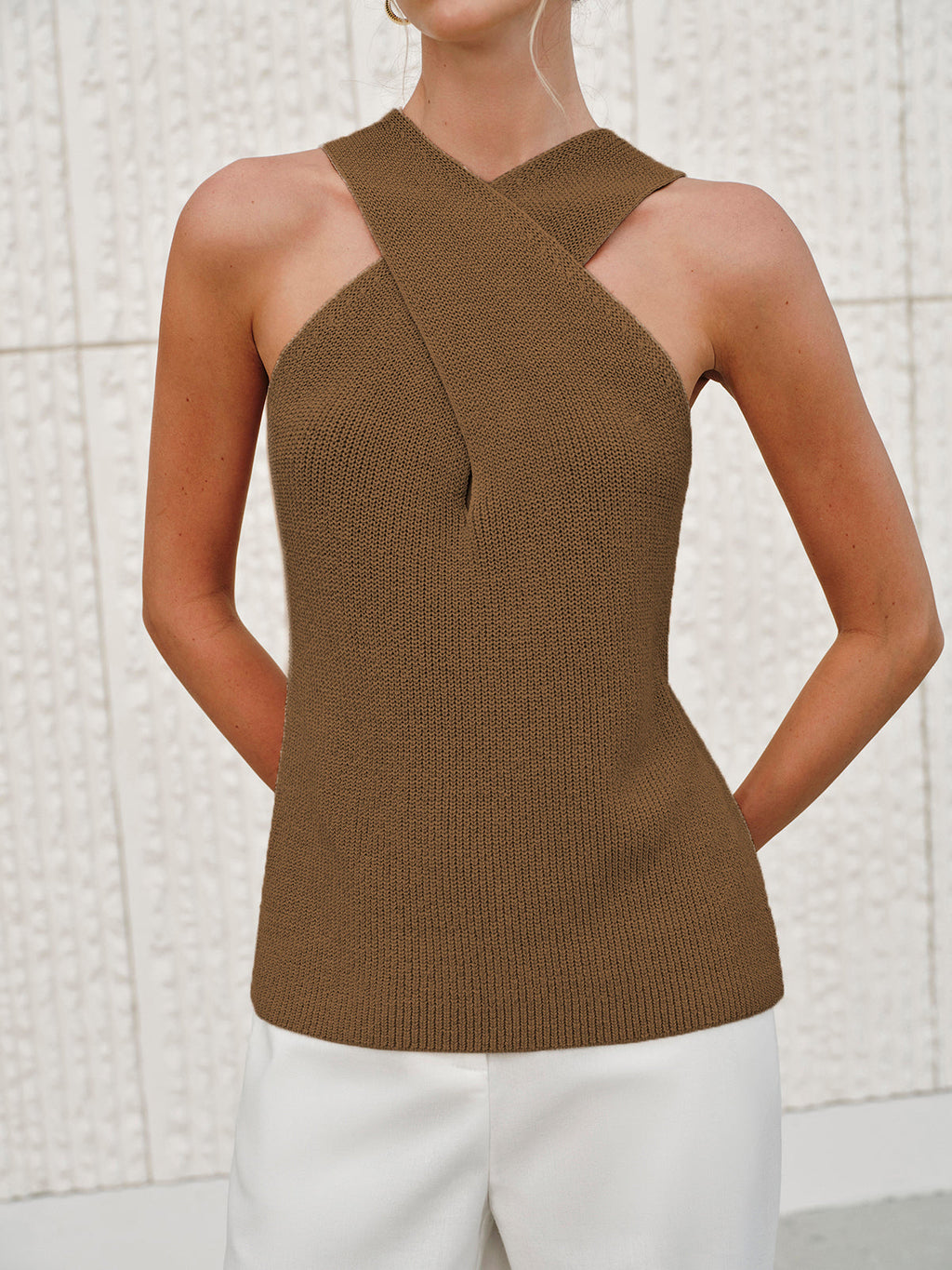 Top halter elegante da donna – Blusa smanicata raffinata estiva