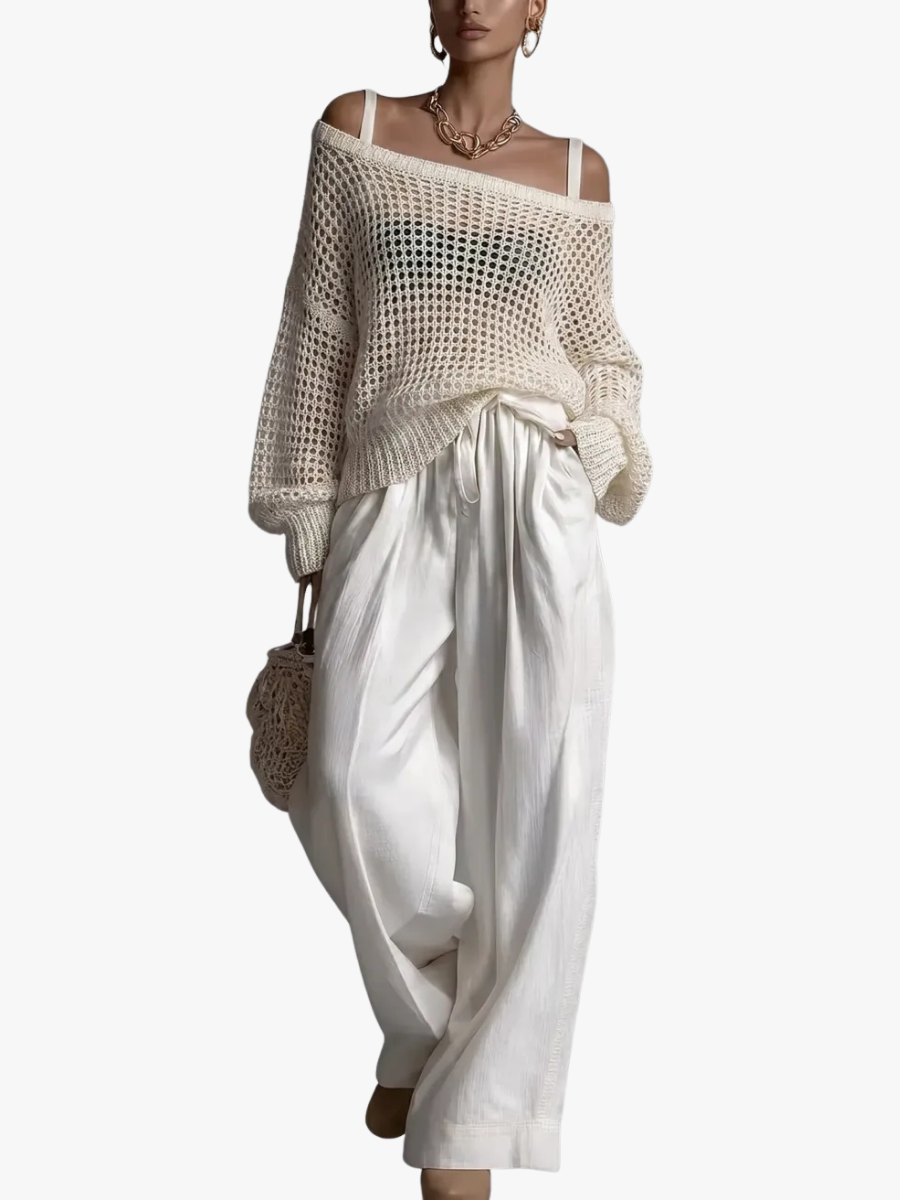 Conjunto completo para mujer de dos piezas: estilo elegante, moderno y fluido.