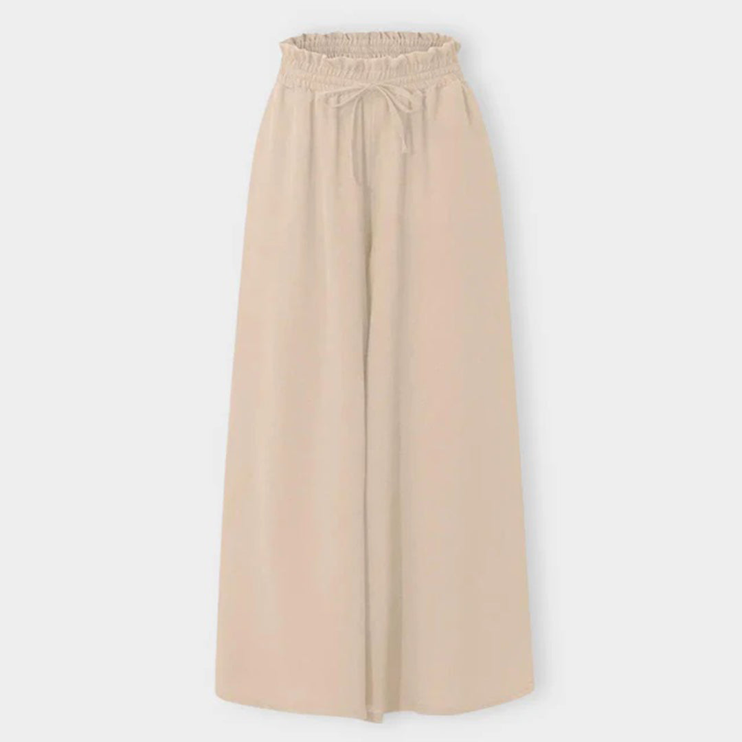 Pantaloni palazzo a vita alta e gamba larga da donna – Comodi pantaloni con coulisse