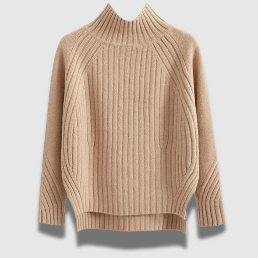 Maglione dolcevita donna Premium a coste, morbido e caldo