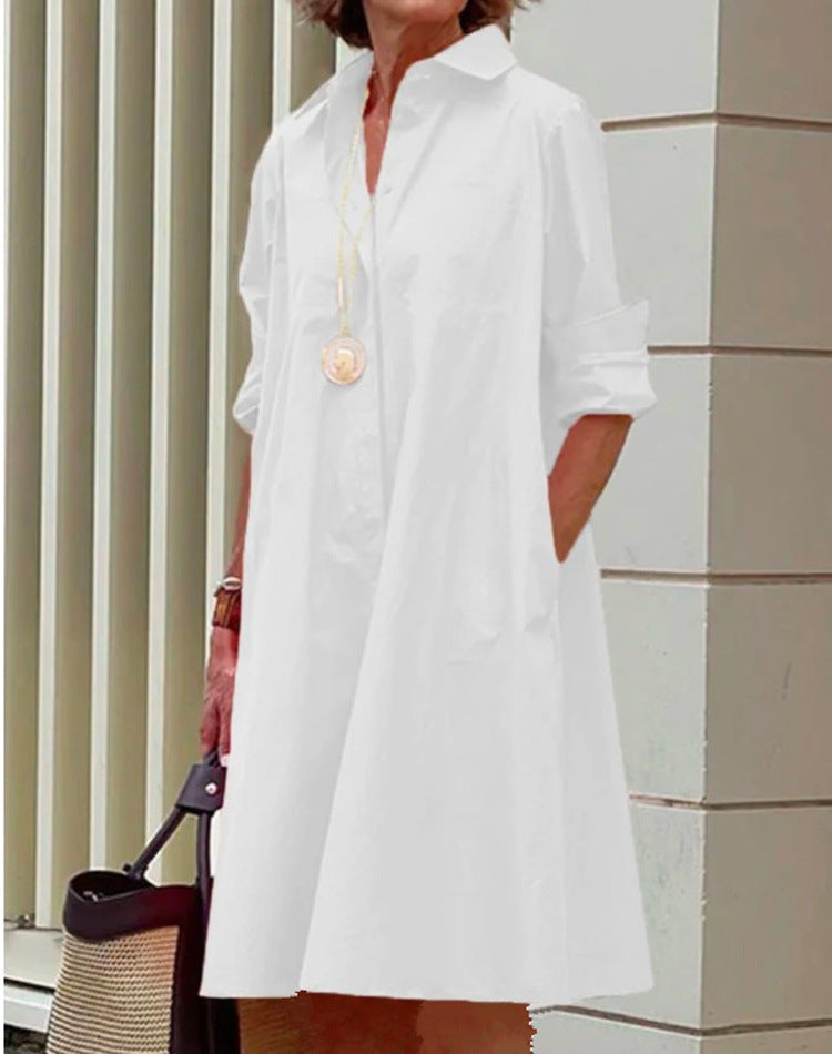 Abito casual midi da donna in cotone e lino – Vestibilità comoda per tutti i giorni