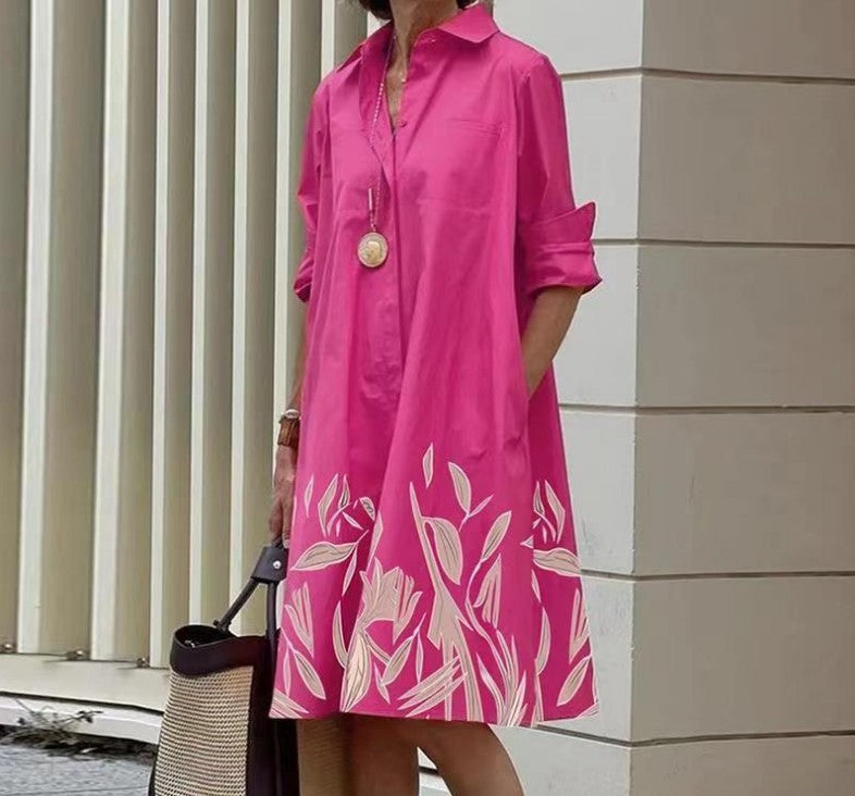 Abito casual midi da donna in cotone e lino – Vestibilità comoda per tutti i giorni