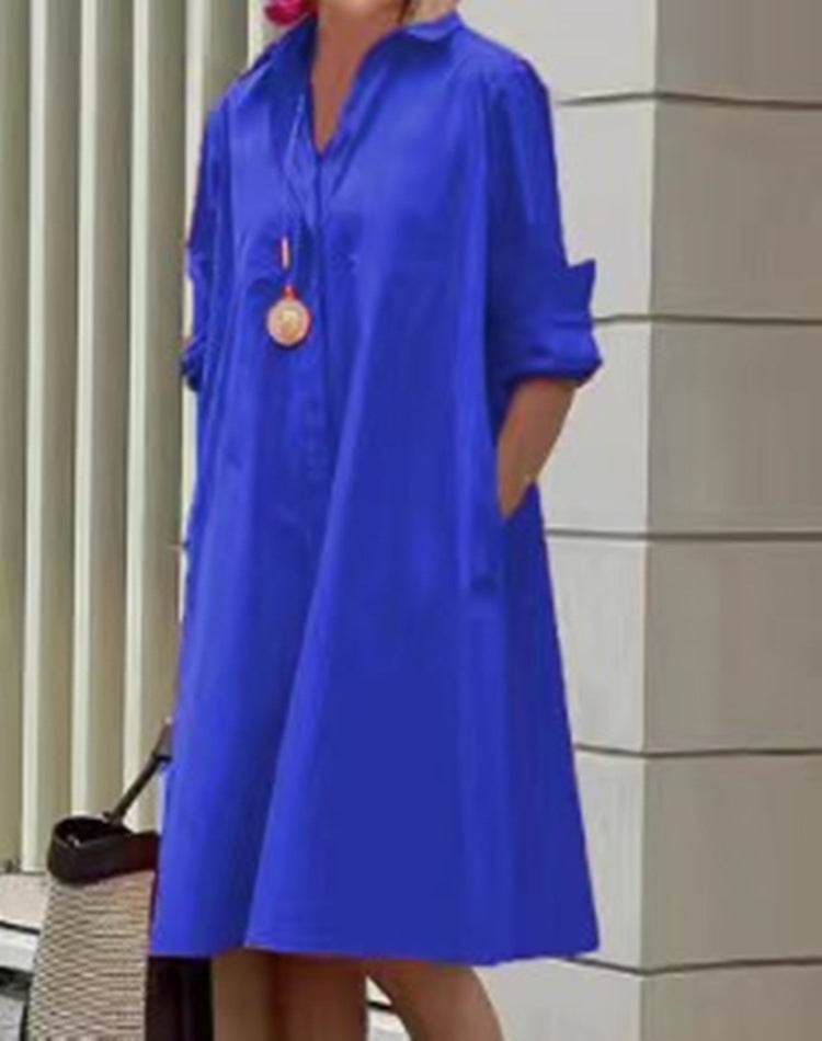 Abito casual midi da donna in cotone e lino – Vestibilità comoda per tutti i giorni