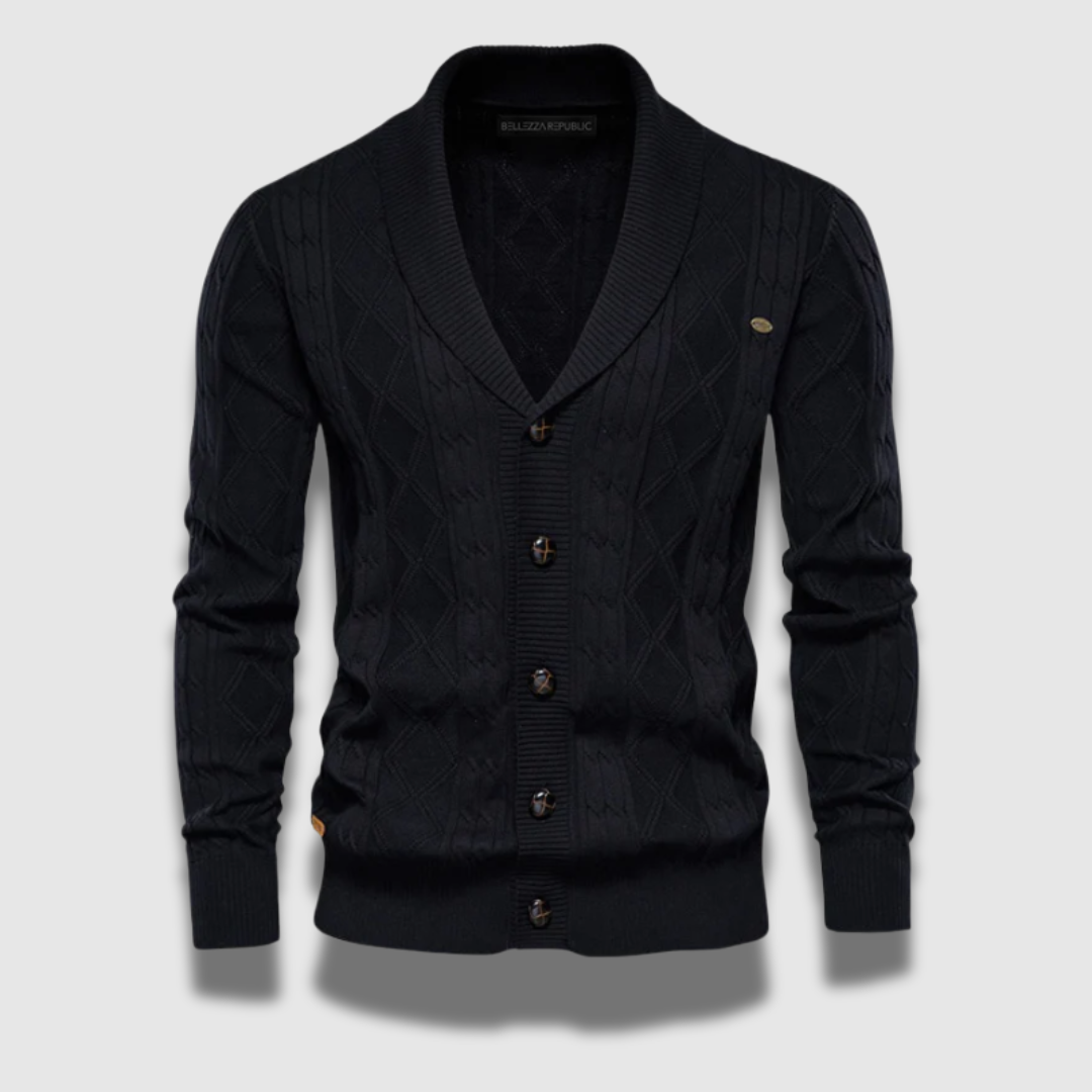 Cardigan da uomo in maglia con motivo geometrico