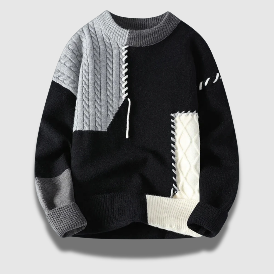 Maglione a maglia patchwork moderno e premium da uomo