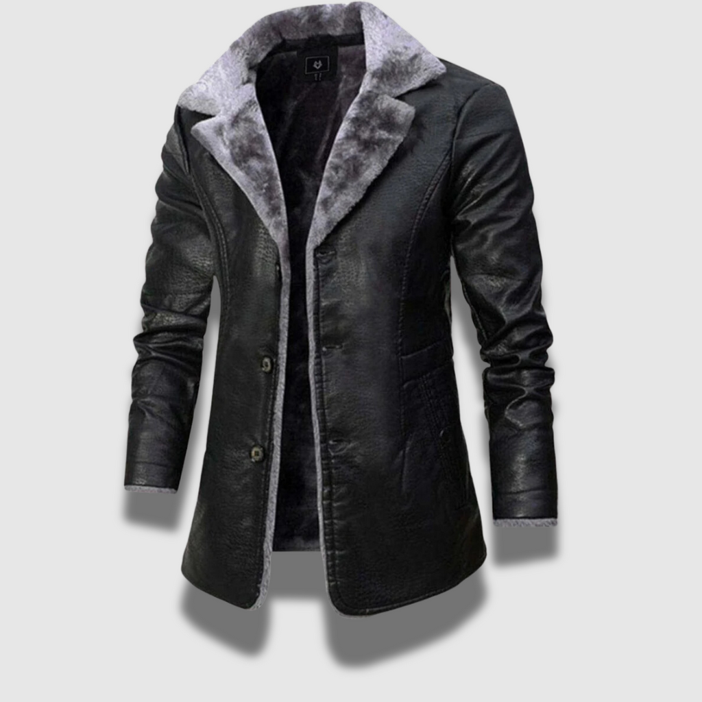 Giacca con colletto in pelle PU Premium da uomo