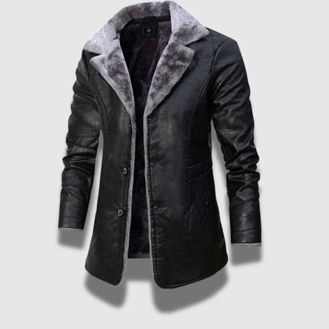 Giacca con colletto in pelle PU Premium da uomo