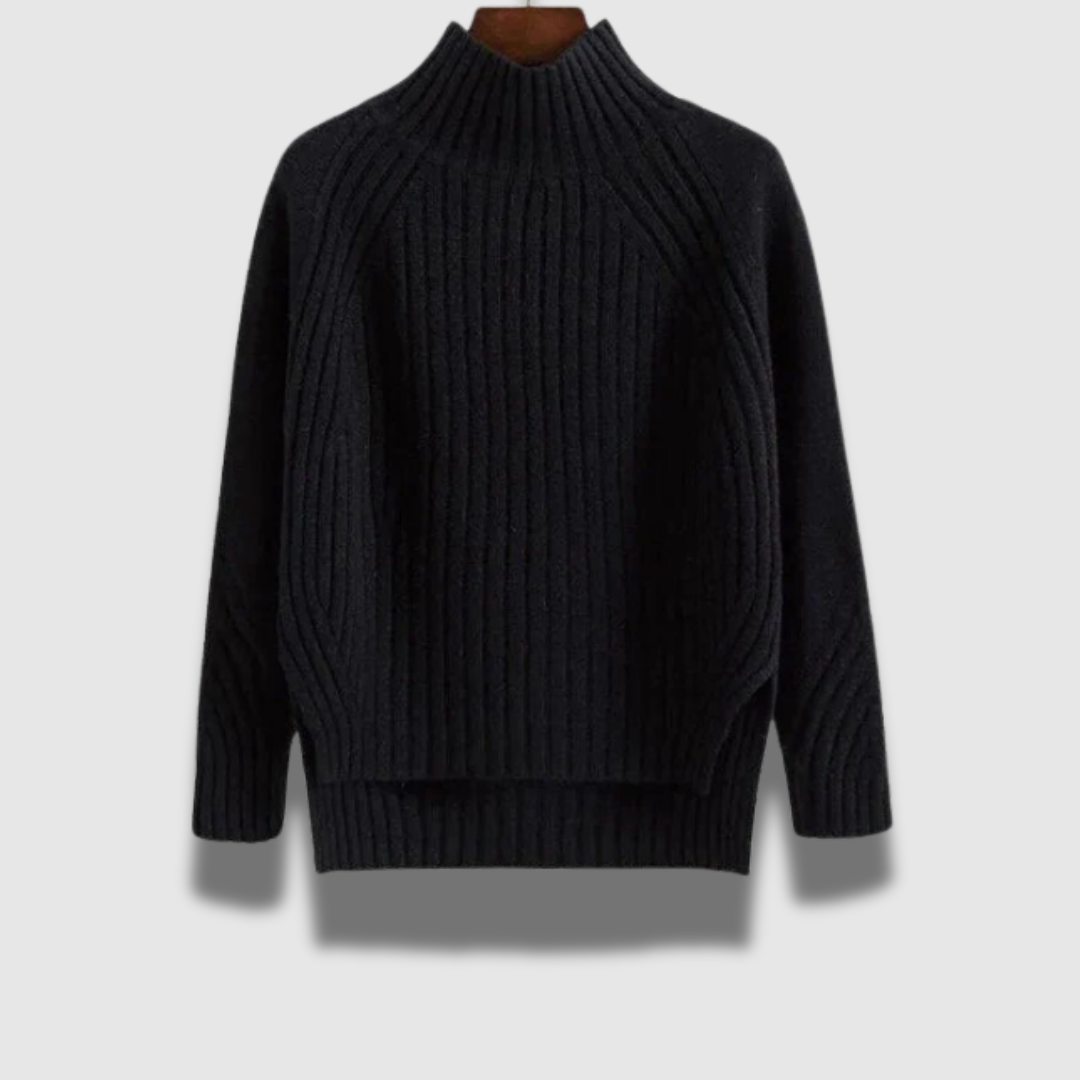Maglione dolcevita donna Premium a coste, morbido e caldo