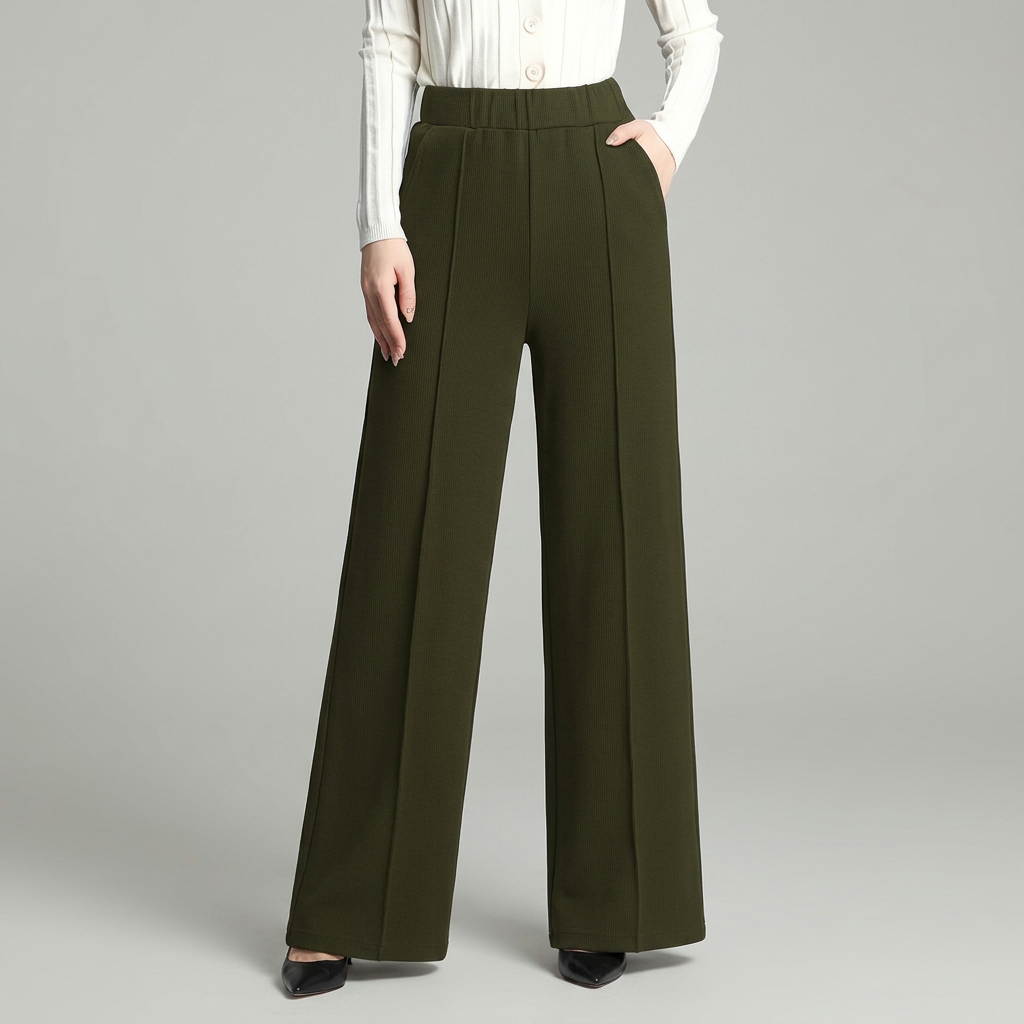 Pantalon large plissé taille haute - Élégant et fluide