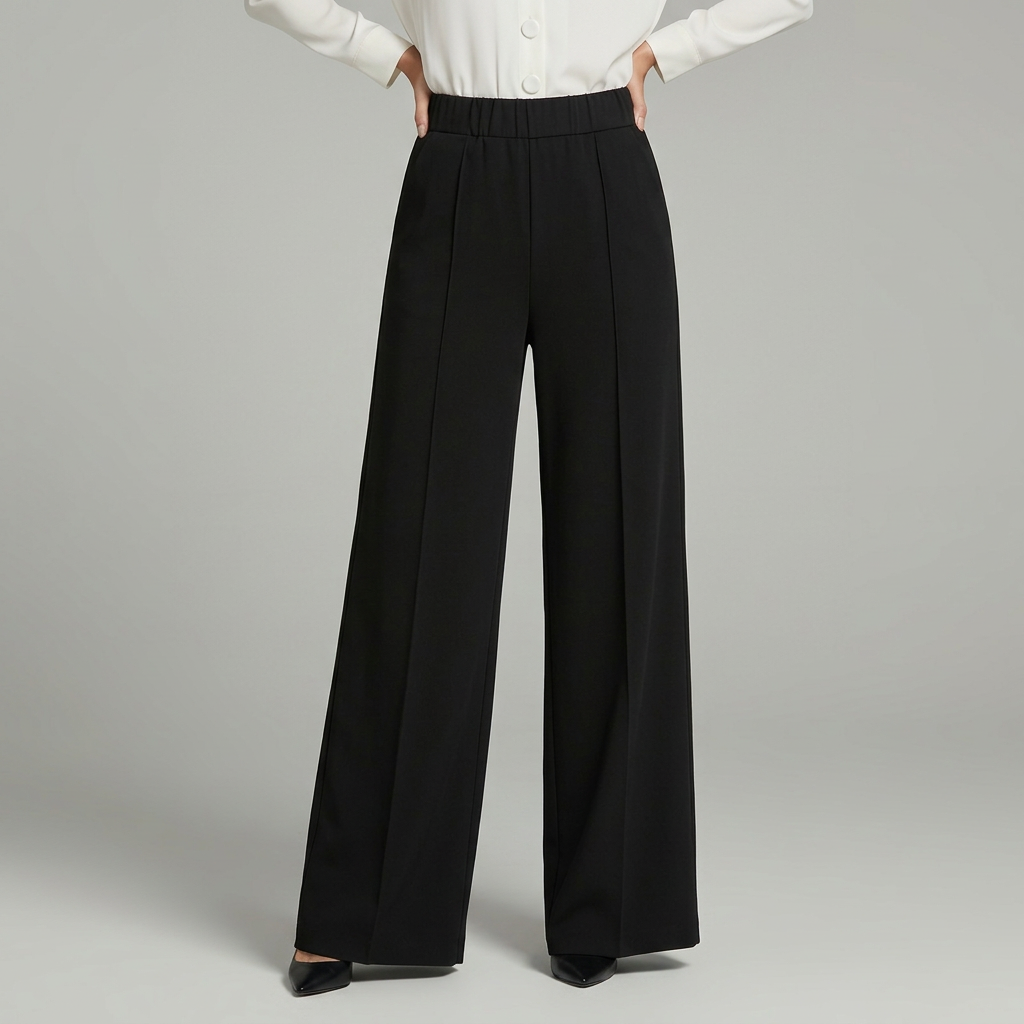 Pantalon large plissé taille haute - Élégant et fluide