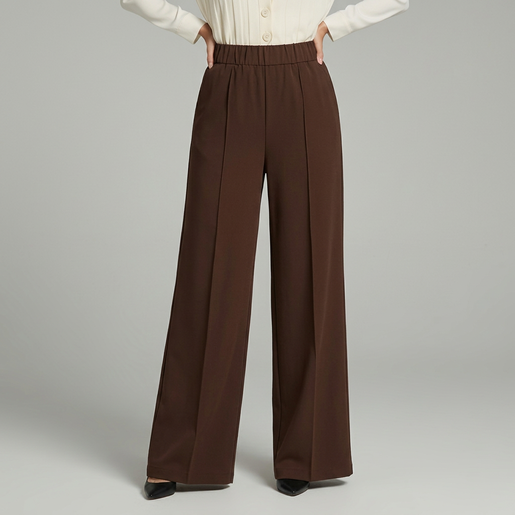 Pantalon large plissé taille haute - Élégant et fluide