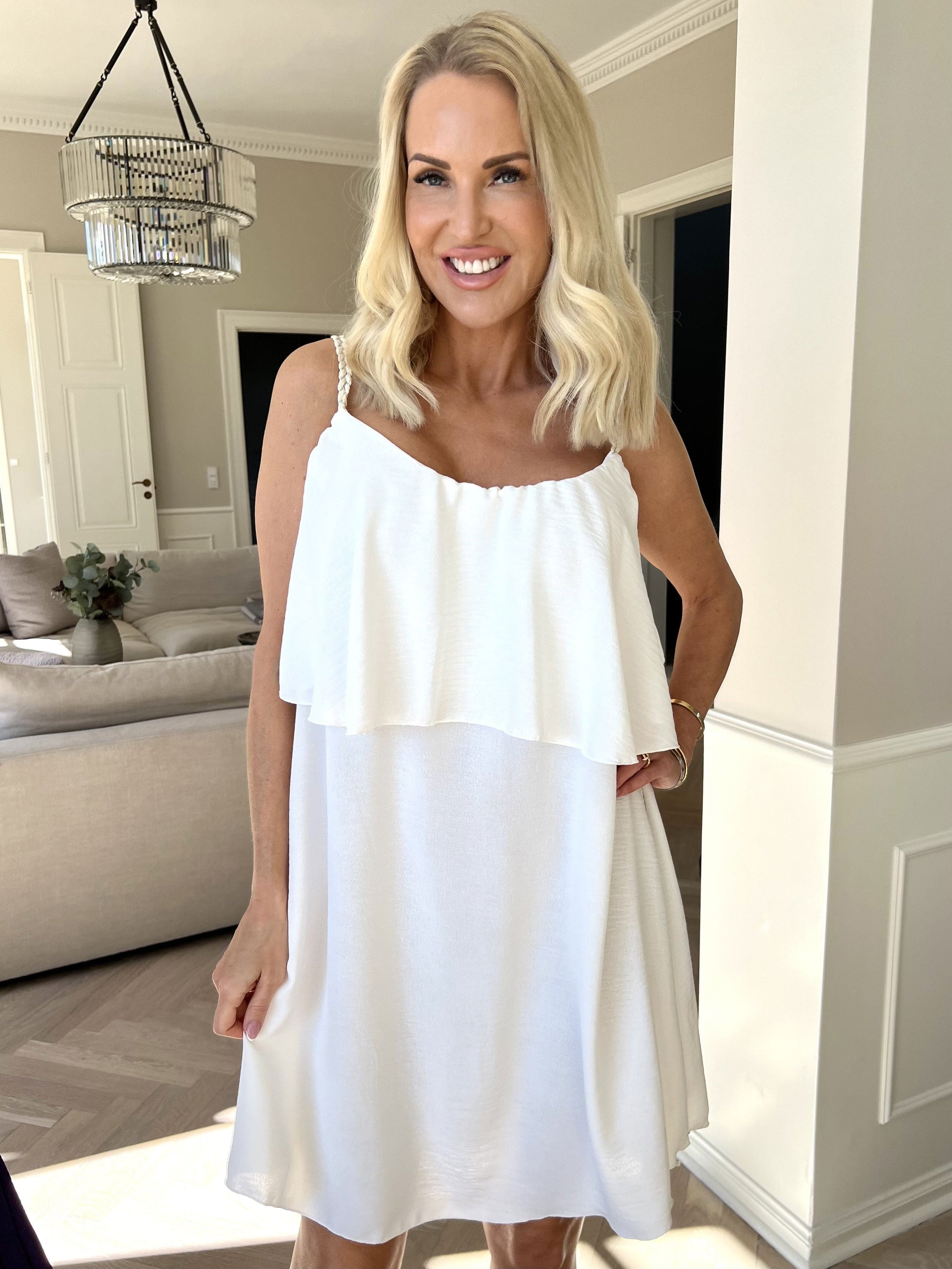 Elegante abito midi con spalline sottili da donna – Leggero e confortevole