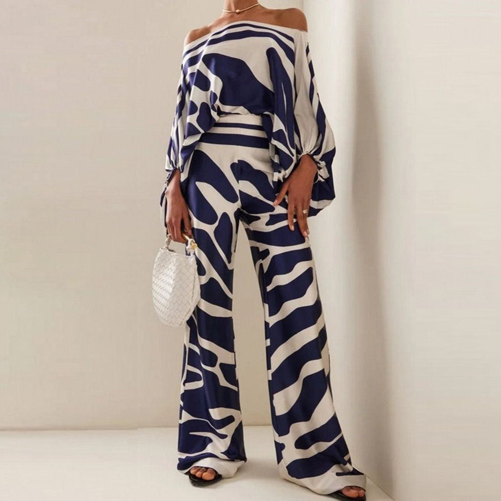 Completo due pezzi da donna stampato – Elegante, sofisticato e casual, perfetto per le feste.