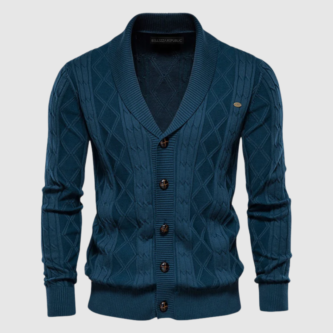 Cardigan da uomo in maglia con motivo geometrico