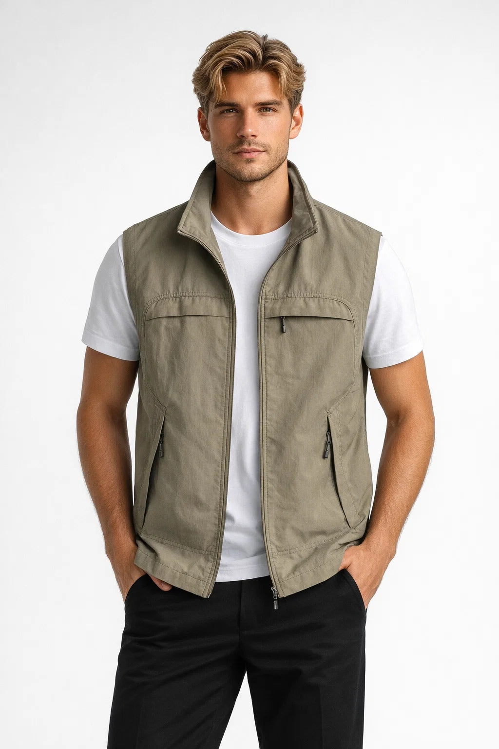 Gilet uomo leggero con collo alto stile casual