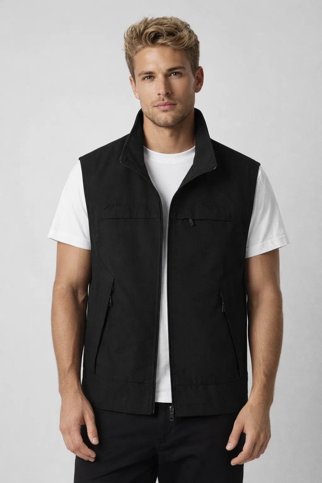 Gilet uomo leggero con collo alto stile casual