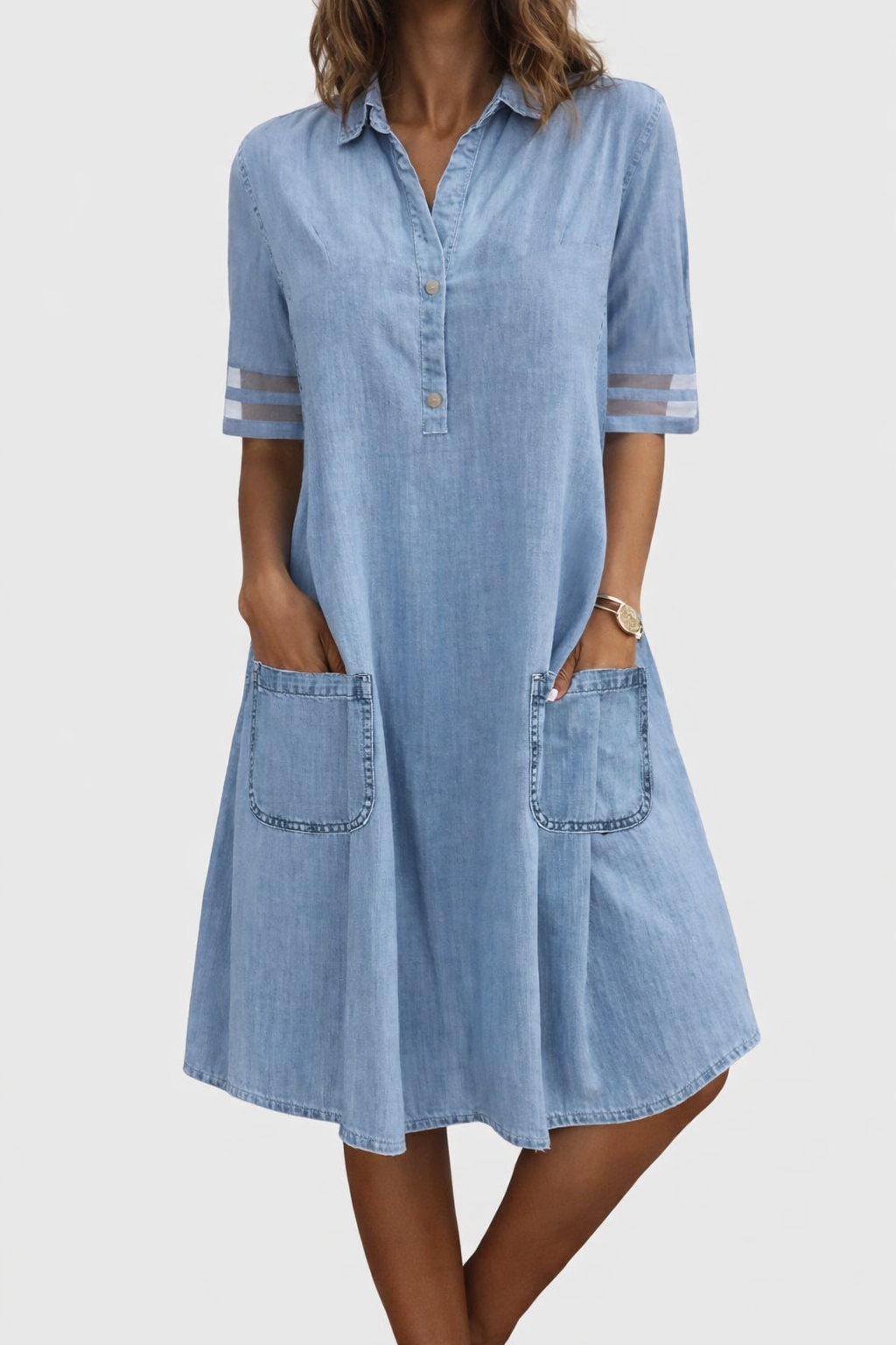 Abito in denim da donna dalla linea valorizzante - Casual e facile da indossare