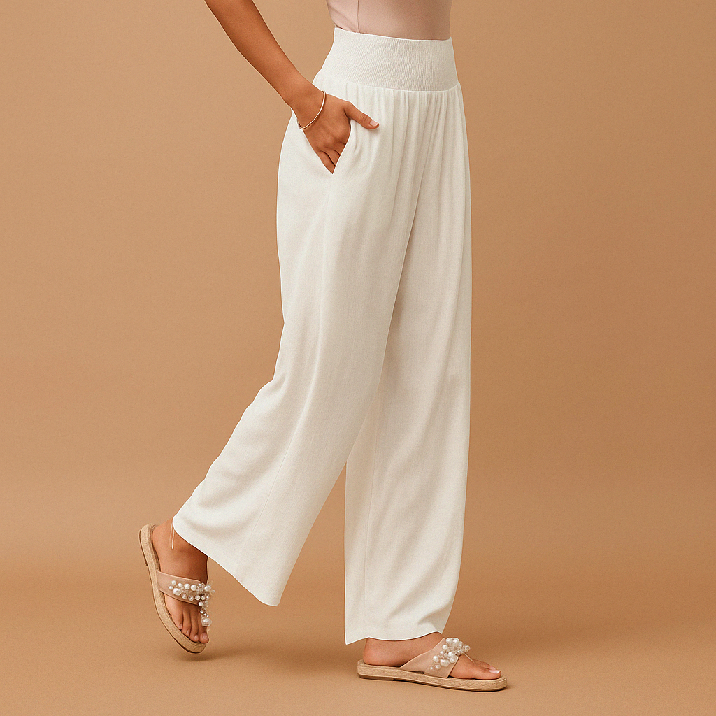 Pantaloni da donna a gamba ampia con vita elastica - Fluidi e comodi