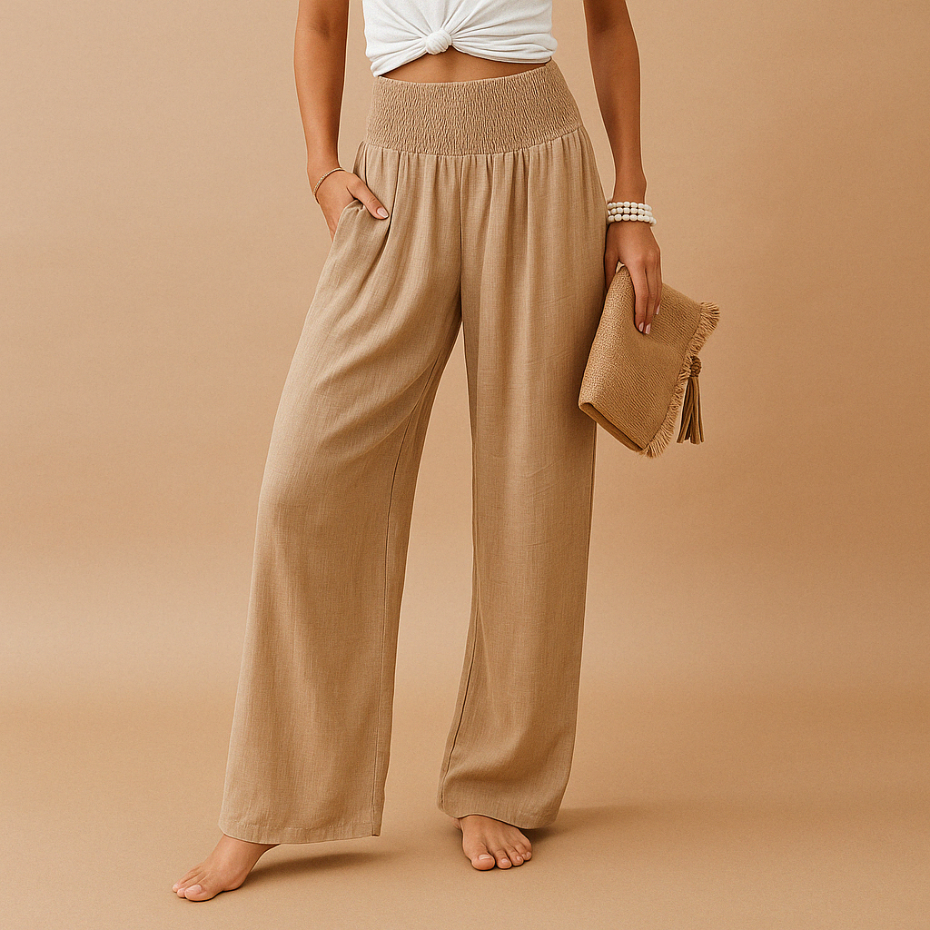 Pantaloni da donna a gamba ampia con vita elastica - Fluidi e comodi