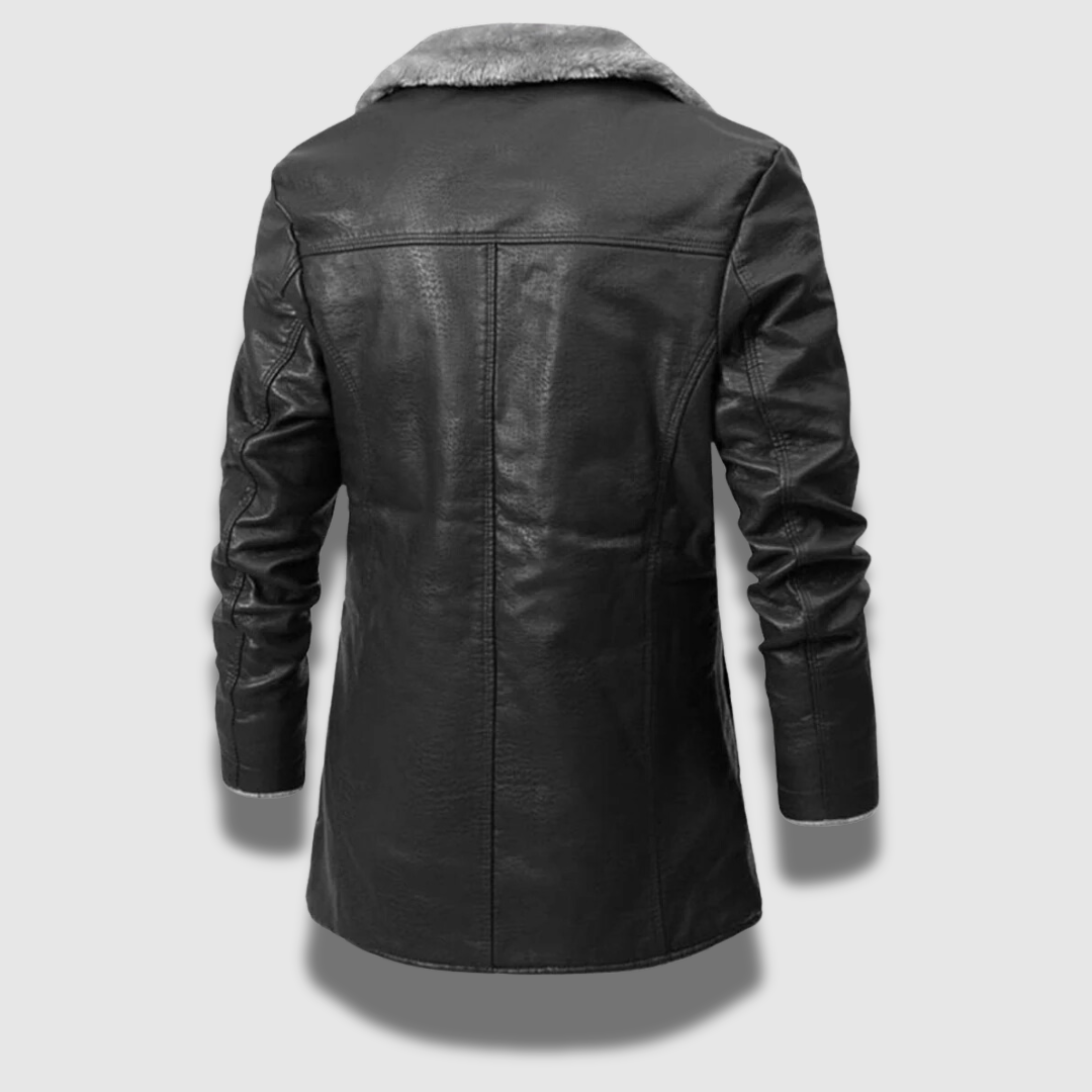 Giacca con colletto in pelle PU Premium da uomo