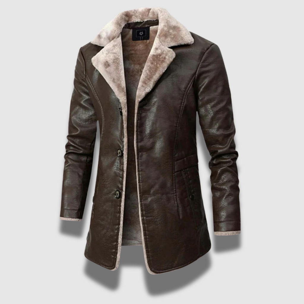 Giacca con colletto in pelle PU Premium da uomo