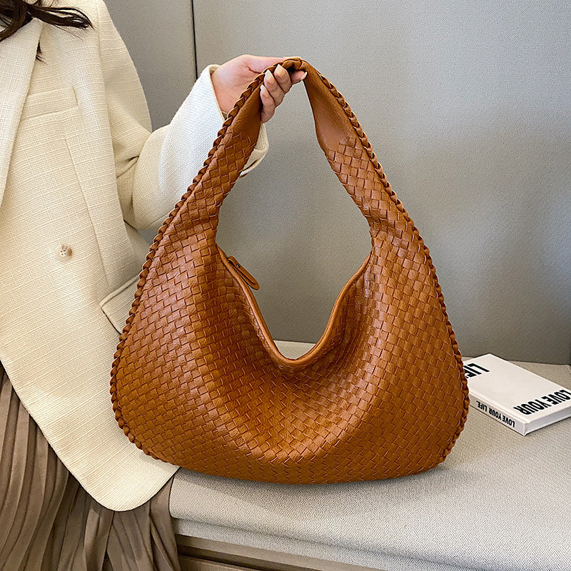 Borsa hobo in pelle intrecciata da donna – Elegante borsa a tracolla intrecciata