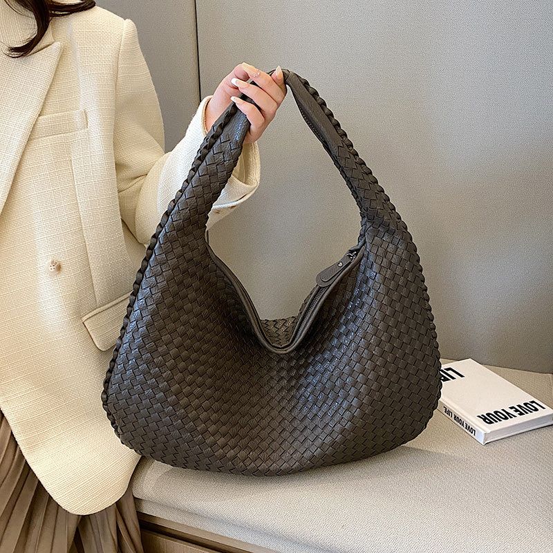 Borsa hobo in pelle intrecciata da donna – Elegante borsa a tracolla intrecciata