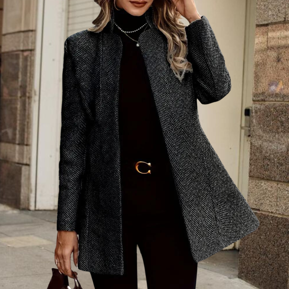 Elegante giacca blazer testurizzata da donna - collo alto