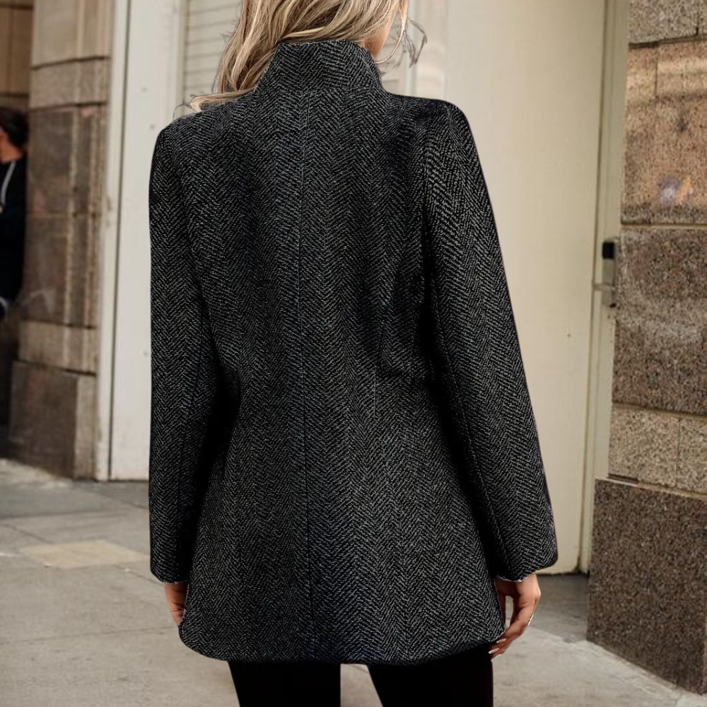 Elegante giacca blazer testurizzata da donna - collo alto