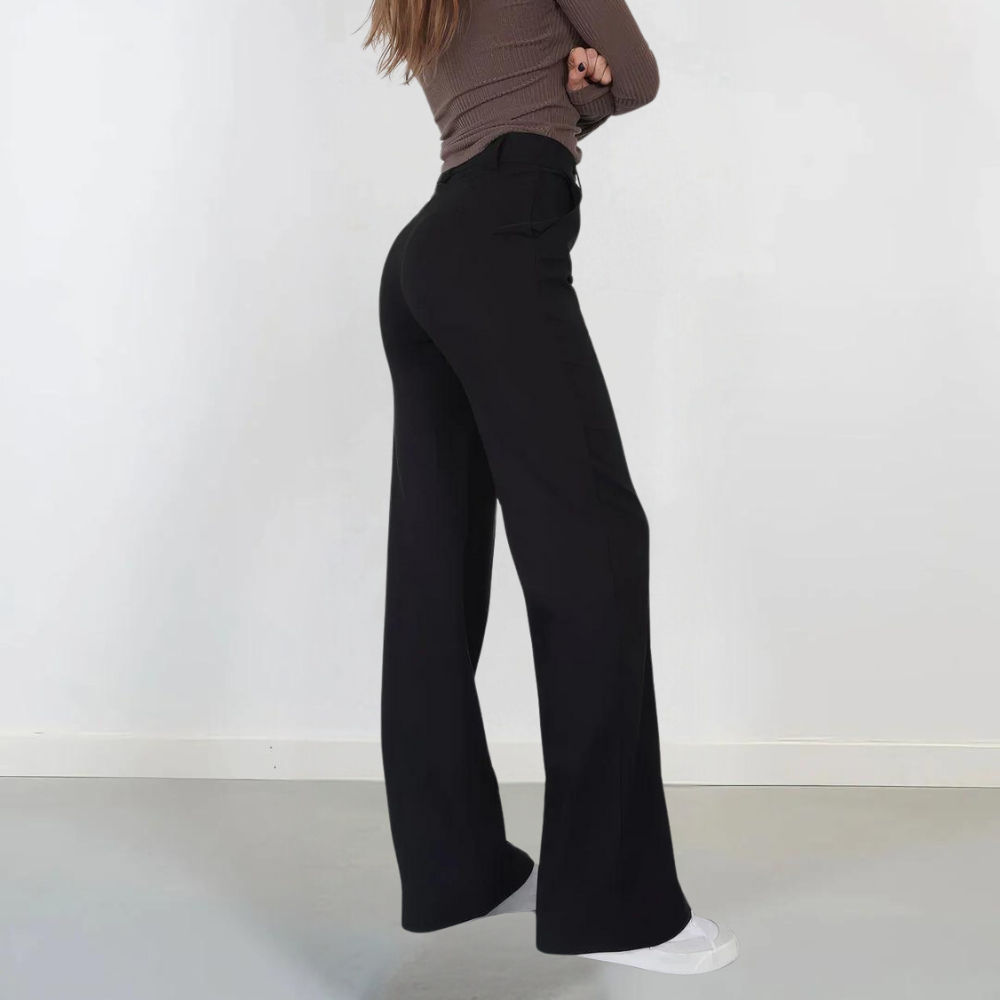 Pantaloni a vita alta di tendenza da donna a gamba larga