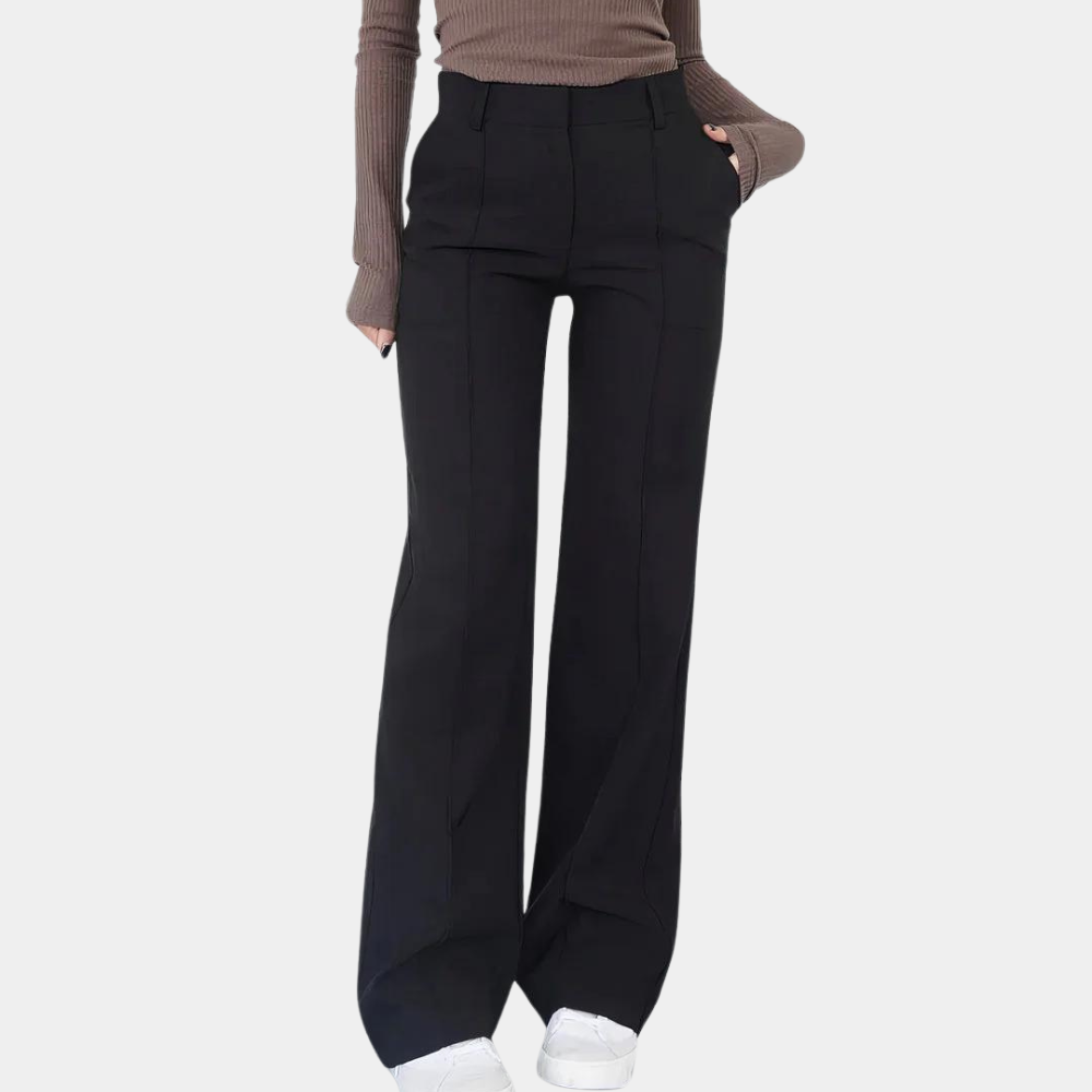 Pantaloni a vita alta di tendenza da donna a gamba larga