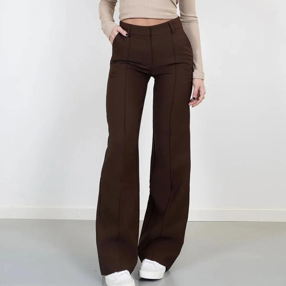 Pantaloni a vita alta di tendenza da donna a gamba larga