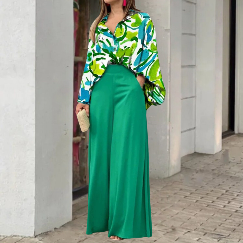Completo da donna in 2 pezzi - Tessuto leggero, perfetto per un outfit casual ed elegante