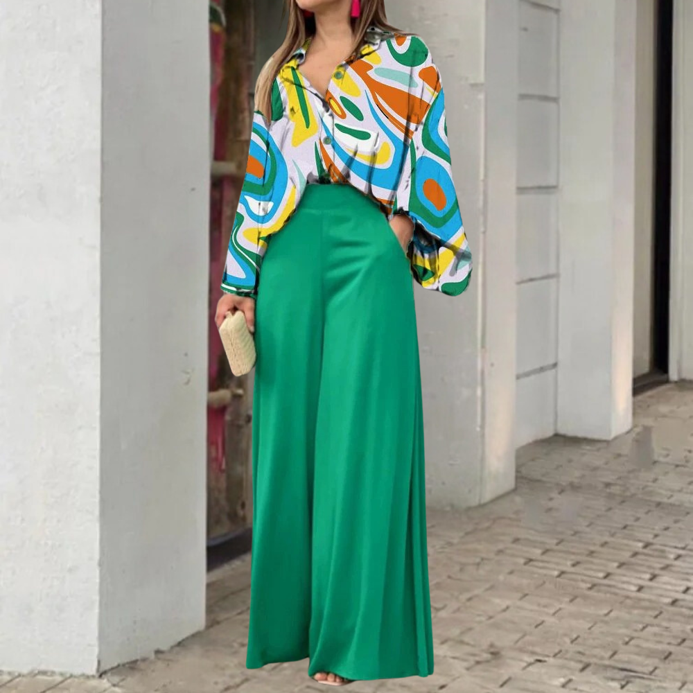 Completo da donna in 2 pezzi - Tessuto leggero, perfetto per un outfit casual ed elegante