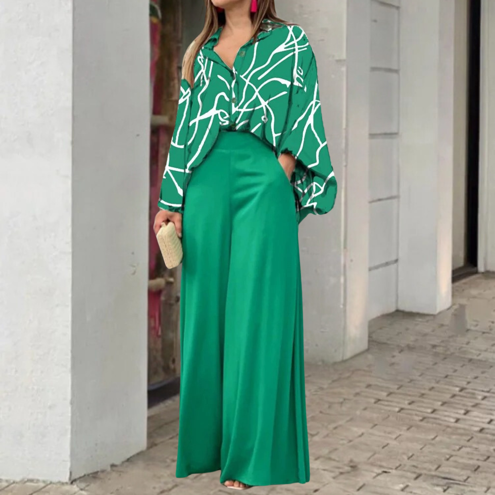 Completo da donna in 2 pezzi - Tessuto leggero, perfetto per un outfit casual ed elegante