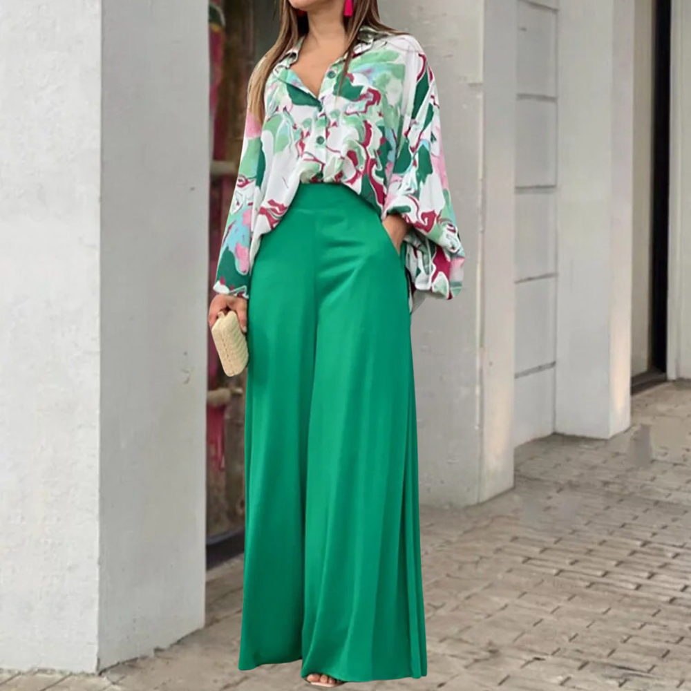 Completo da donna in 2 pezzi - Tessuto leggero, perfetto per un outfit casual ed elegante