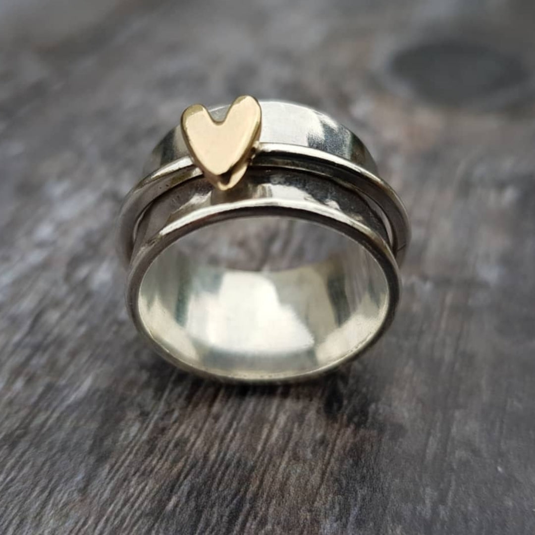 Anello Cuore Oro e Argento Donna Lusso – Stile Elegante Raffinato e Luminoso.