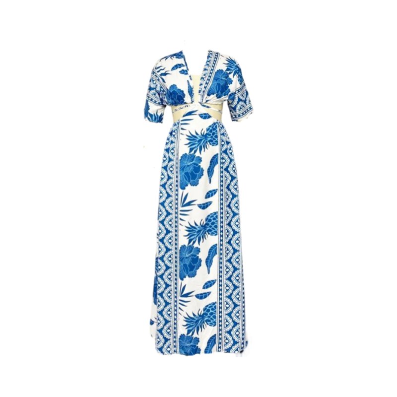 Abito maxi stampato da donna con linea fluida - Leggero ed estivo